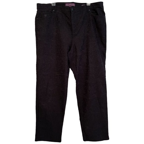 Gloria Vanderbilt Denim - GLORIA VANDERBILT Women's Amanda Black Paisley Print Jeans Tapered Plus Size 20W